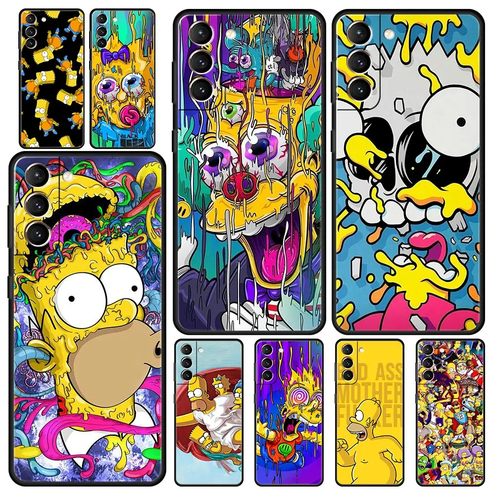 

Disney Funny Simpsons Phone Case For Samsung Galaxy S22 Ultra S20 S21 FE 5G S10 S9 Plus S10E S8 Note 10 Lite 20 Soft Black Cover