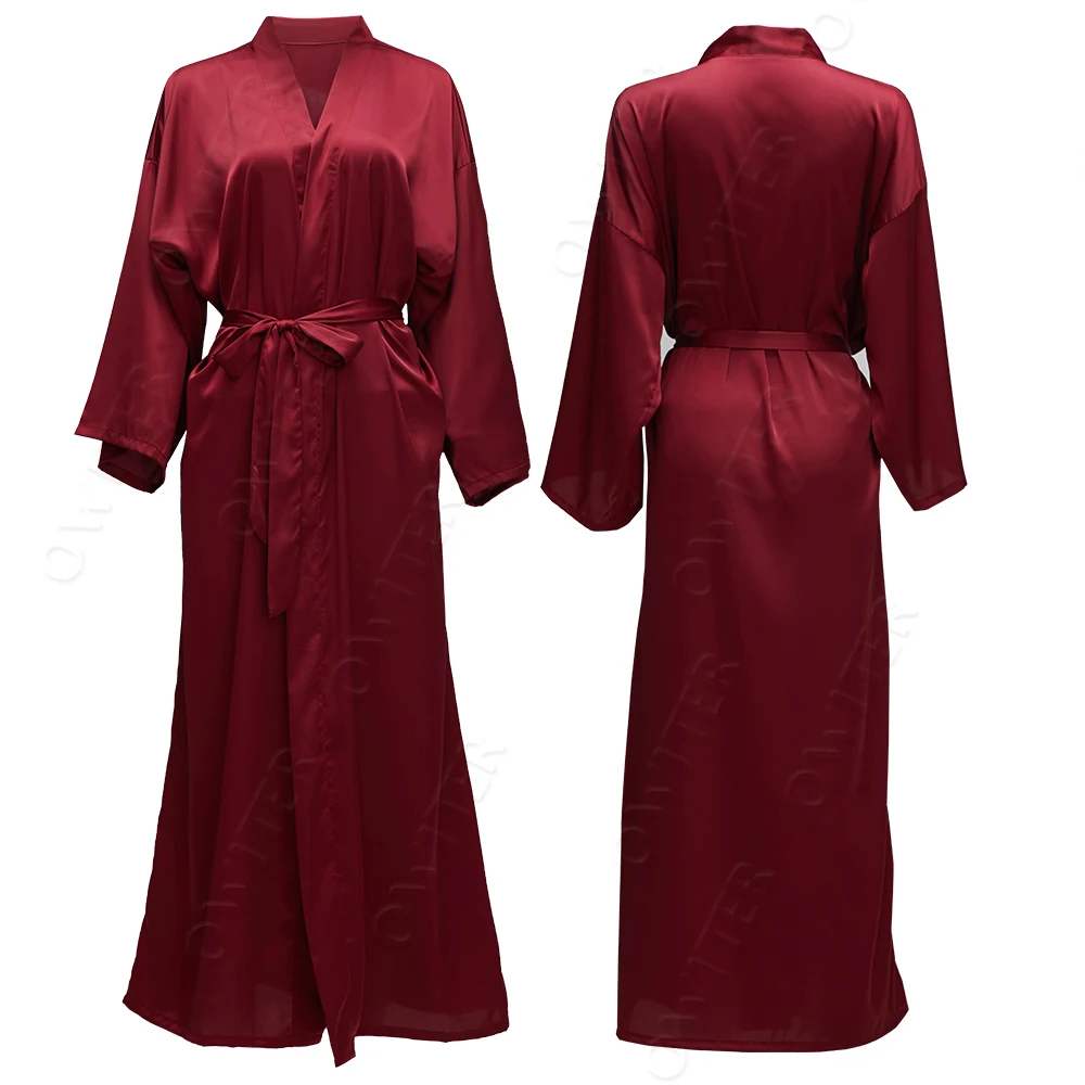 Chiffon Satin Robes Bridesmaid Robes Bride Robe Bridal Robe Women Wedding Long Robe Bathrobe White Robe Satin Robe