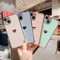 soft electroplated love heart phone case for iphone 11 12 13 pro max xs x xr 7 8 plus mini se 2020 silicone cases cover