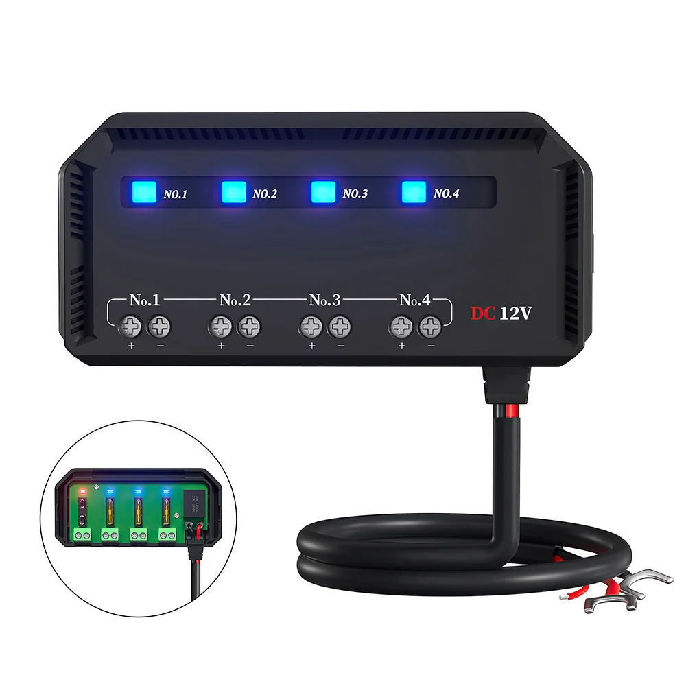 

4-контактный блок предохранителей и реле, быстрая проводка 12 В, 20 А со светодиодным индикатором для мотоциклов, автомобильных термостойких аксессуаров