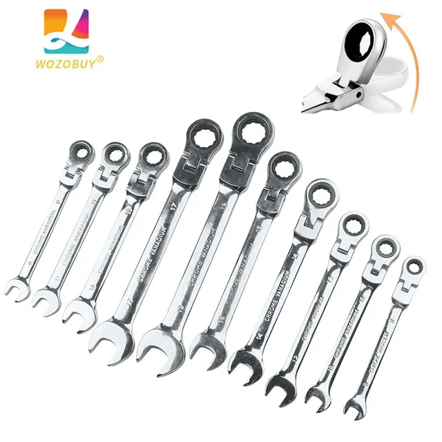3 pcs 6~22mm Flexible Ratchet Wrench Set, Metric Spanner Gear Ring Ratcheting Combination Flexi Wrench Kit for car repair 1