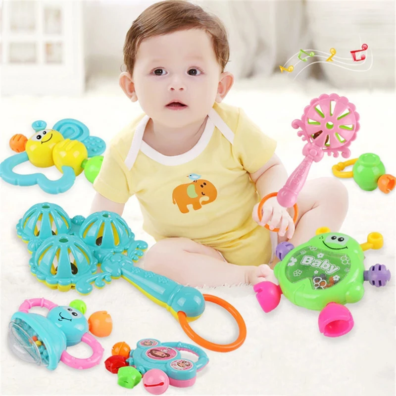 7pcs/Lot Infant Baby Toys Rattles Newborn Kids Hand Bell Children Developmental ABS Games Baby Toys 0-12 Months
