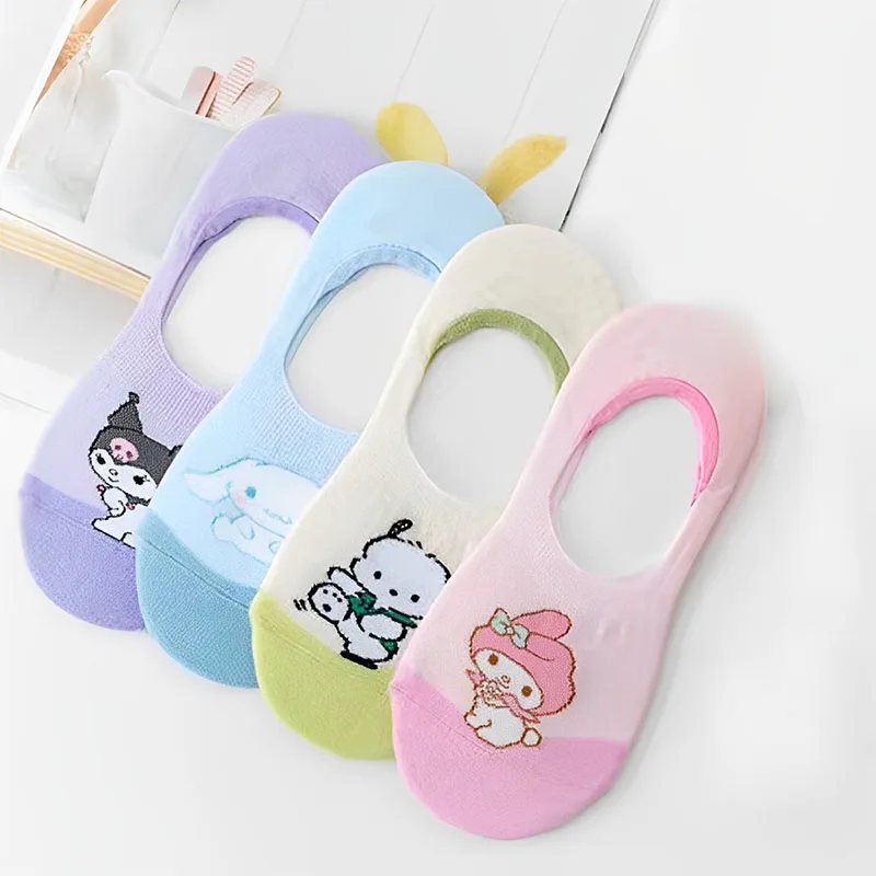 

Sanrio Kawaii My Melody Socks Kuromi Cinnamoroll Cute cartoon summer thin breathable sweat absorbing casual Versatile girl socks