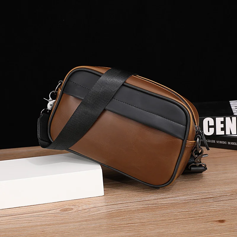 

Vintage men's leather bag, solid men's bag, backpack with shoulder straps