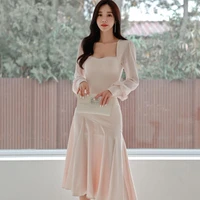 e girls new 2022 spring korean womens dress elegant casual office party a line dresses simple ol work wear business vestidos