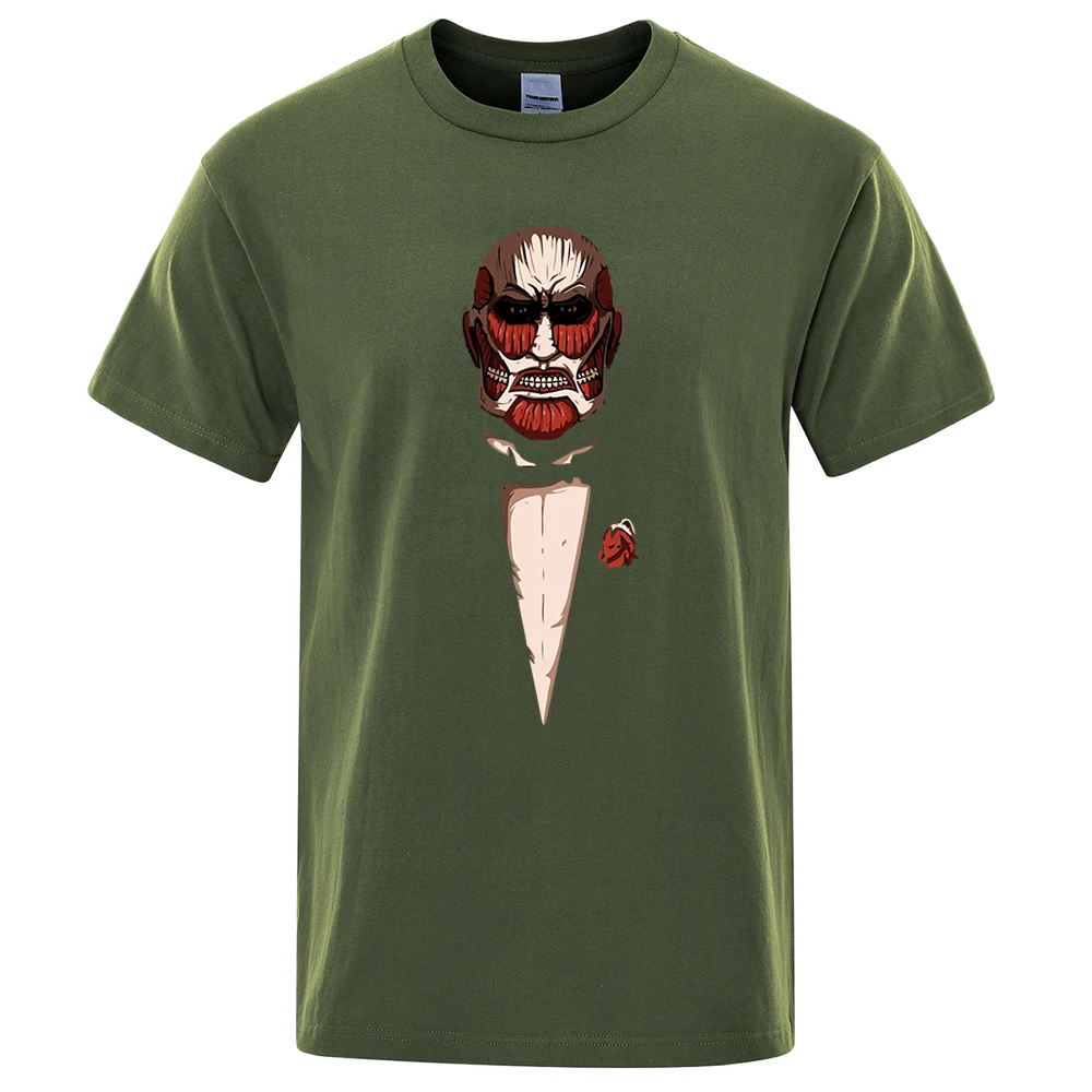 

Attack on Titan anime Cartoons Print Male T-Shirt Fashion Print T Shirt Soft Oversize T-Shirts Summer Loose Street Men Clothing