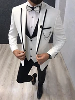 white mens suit mens 3 piece formal wedding shawl lapel casual tuxedo for prom groom suit men 2022 blazer vest pants