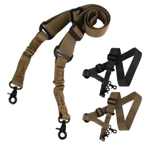 

New Tactical Two 2 Dual Point Adjustable Bungee Rifle Gun Sling System Strap