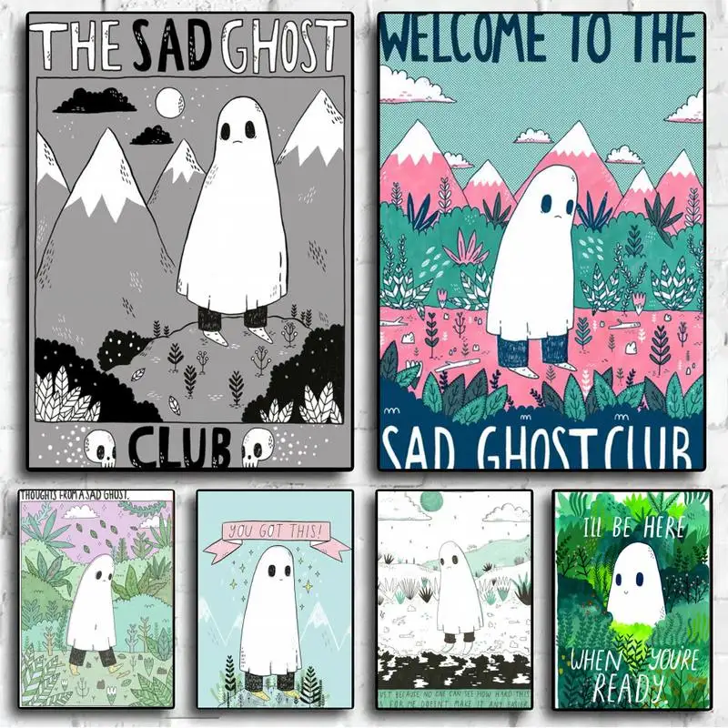 

Cute The Sad Ghost POSTER Wall Pictures For Living Room Fall Decor