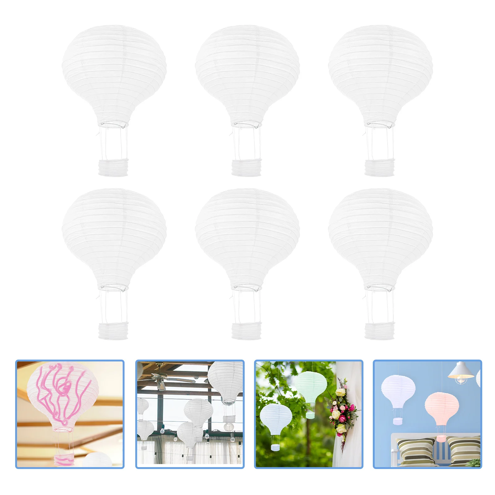 

6pcs White Hot Air Balloon Lantern Party Layout Lantern Festival Scene Decor