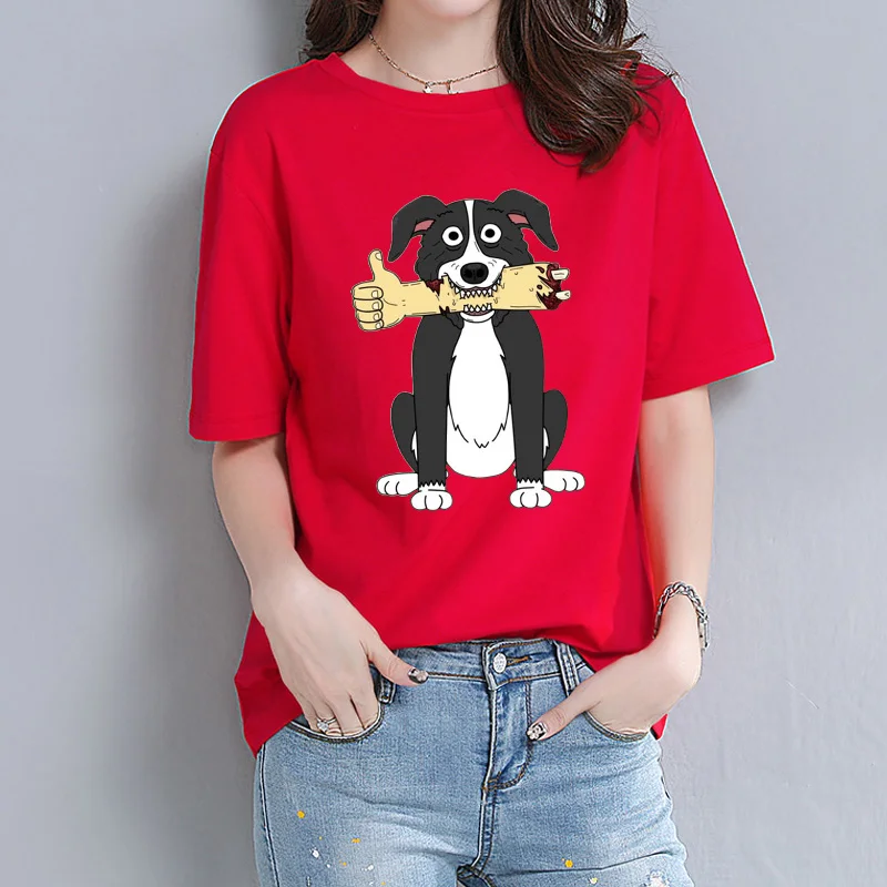 

Mr Pickles Men/women's Soft Cotton Hip hop cartoon print T-shirt Fashion street trend loose relaxed short sleeve Tees gules Tops