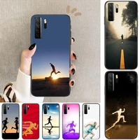 runners morning run black soft cover the pooh for huawei nova 8 7 6 se 5t 7i 5i 5z 5 4 4e 3 3i 3e 2i pro phone case cases