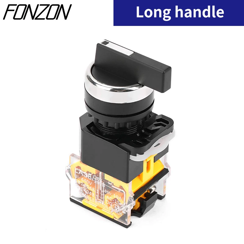 

22 мм LA38-11X2 20X3 Селекторный переключатель 1NO1NC/2NO/2NC 2/3 шестерни Поворотные переключатели Ручка переключателя Самоблокирующийся/Самопереброс Мгновенная фиксация