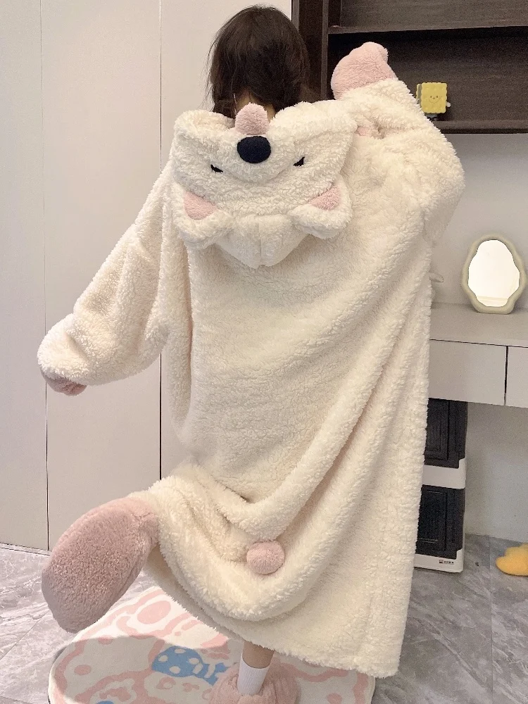 Японские пижамы из кораллового флиса GP женская зимняя фланелевая теплая ночная