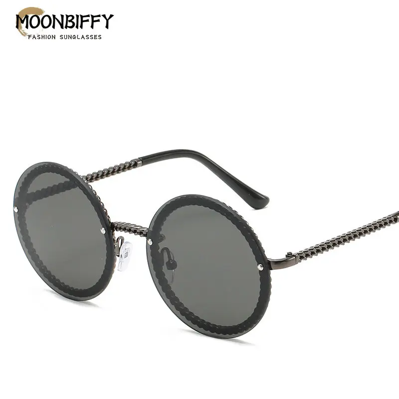 

New Ladies Metal Frame Sunglasses Women Frameless Glasses Brand Designer Fashion Trend Luxury 2022 Round Sunglasses UV400