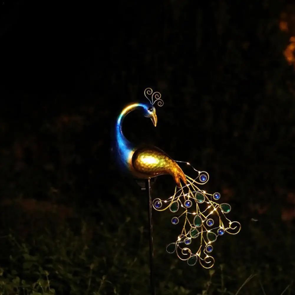 

Peacock Solar Light Lawn Lamp Vintage Solar Powered Peacock Shape Greensward Lamp for Decoration