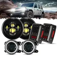 7'' LED Headlight Replacement, 4'' LED Fog Light & Tail Light Brake Reverse Turn Signal Lamp for Jeep Wrangler JK 2007-2015