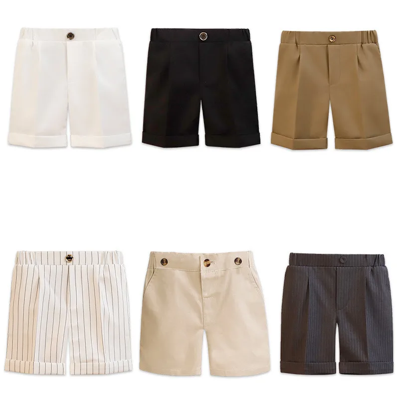 Летние хлопковые шорты для мальчиков модные детские официальные брюки короткие