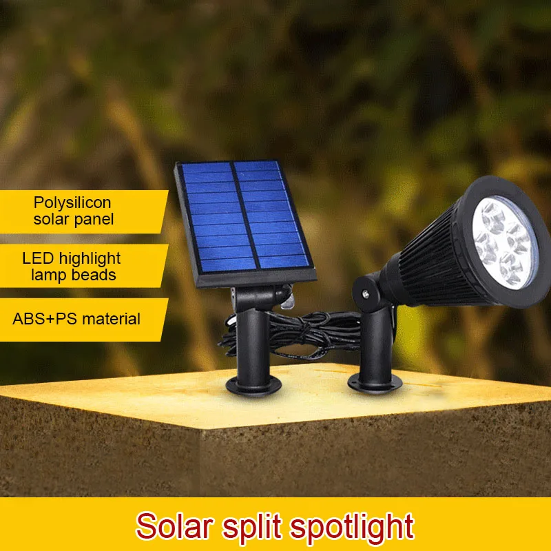 

LED Solar Powered Spotlight Warm White Light Solar Panel Waterproof Outdoor Lighting Landscape Yard Garden Decor Separately Lamp