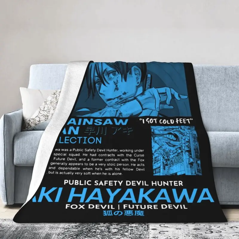 

Chainsaw Man Blanket Soft Fleece Autumn Warm Flannel Harajuku Anime Manga Aki Hayakawa Throw Blankets for Sofa Home Bed Quilt