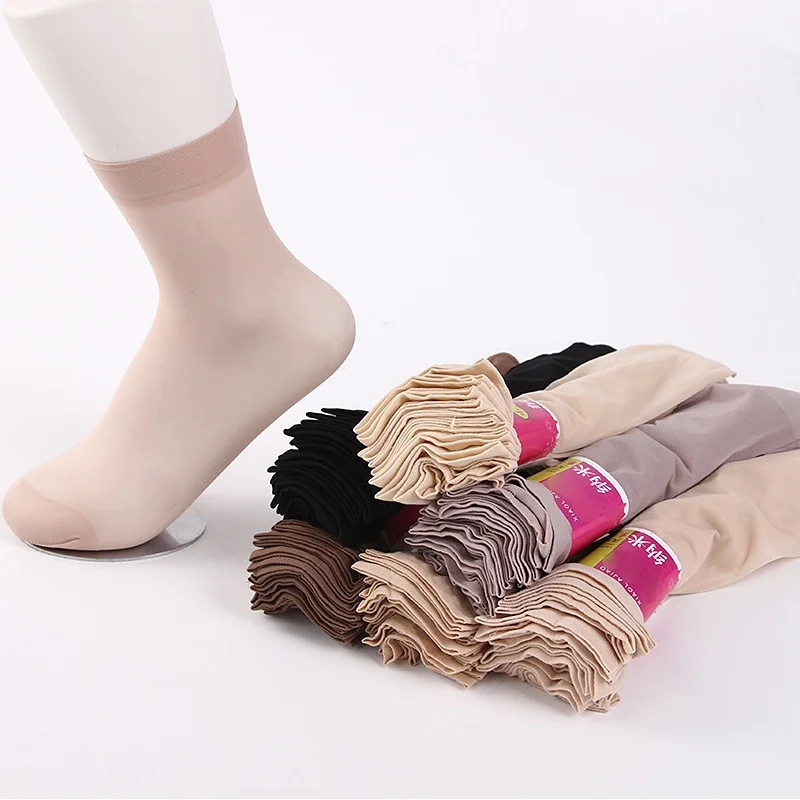 40Pcs=20Pairs Transparent Summer Socks Ultrathin Women Nylon Ladies Female Short Ankle Meias Elastic Crystal Spring Silk Sox