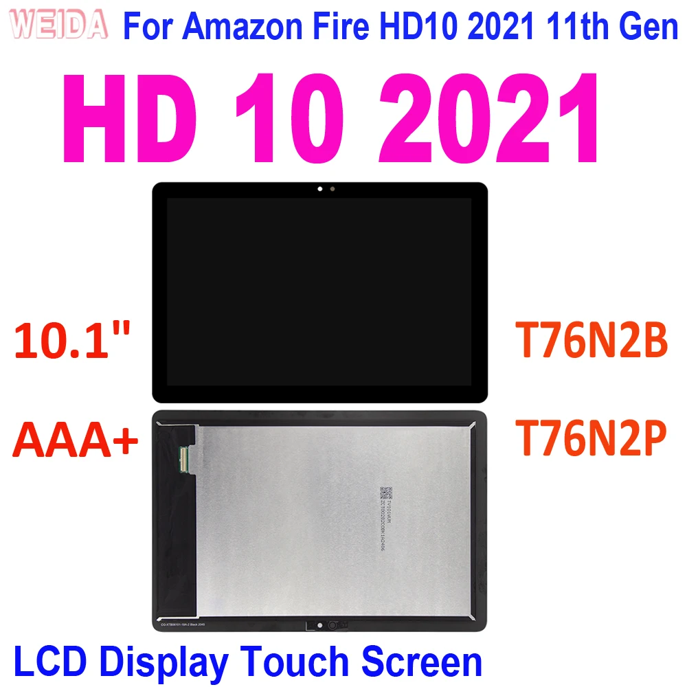 

10.1 "AAA + dla Amazon Kindle Fire HD 10 2021 LCD HD10 11th Gen 2021 T76N2B T76N2P LCD digitizera ekranu dotykowego