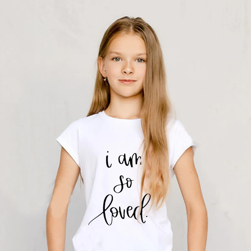 

Kids Clothes T-shirts Boy Girl Mother Kids Young Children One-pieces Short Sleeve Soft Snug Comfortable Print Text I Am So Loved