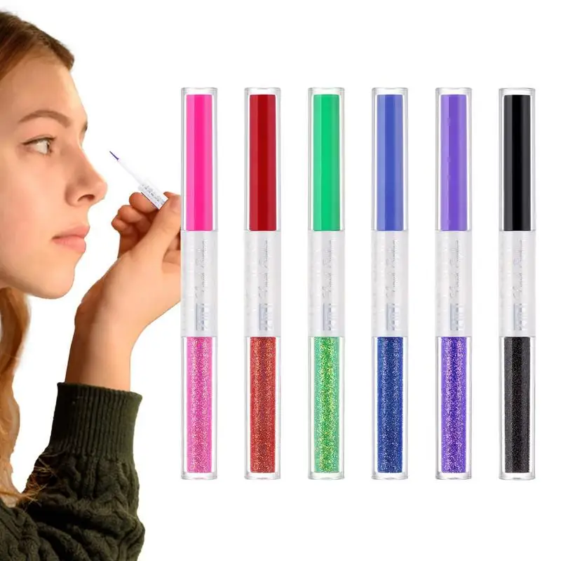 

Double-ended Liquid Eyeliner Shimmer Waterproof Fine Tip Quick Dry Smudge-Proof Long-lasting Black Eye Pencil Makeup Tools