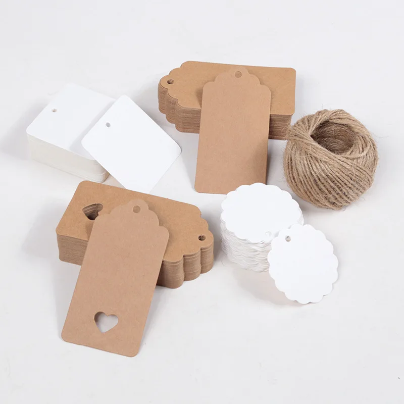 

50 шт., бумажные ярлыки из крафт-бумаги