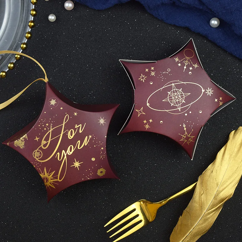 

New five-pointed star wishing star hand-carry wedding candy box starry sky purple Box Party packaging/Wedding Favours candy Box