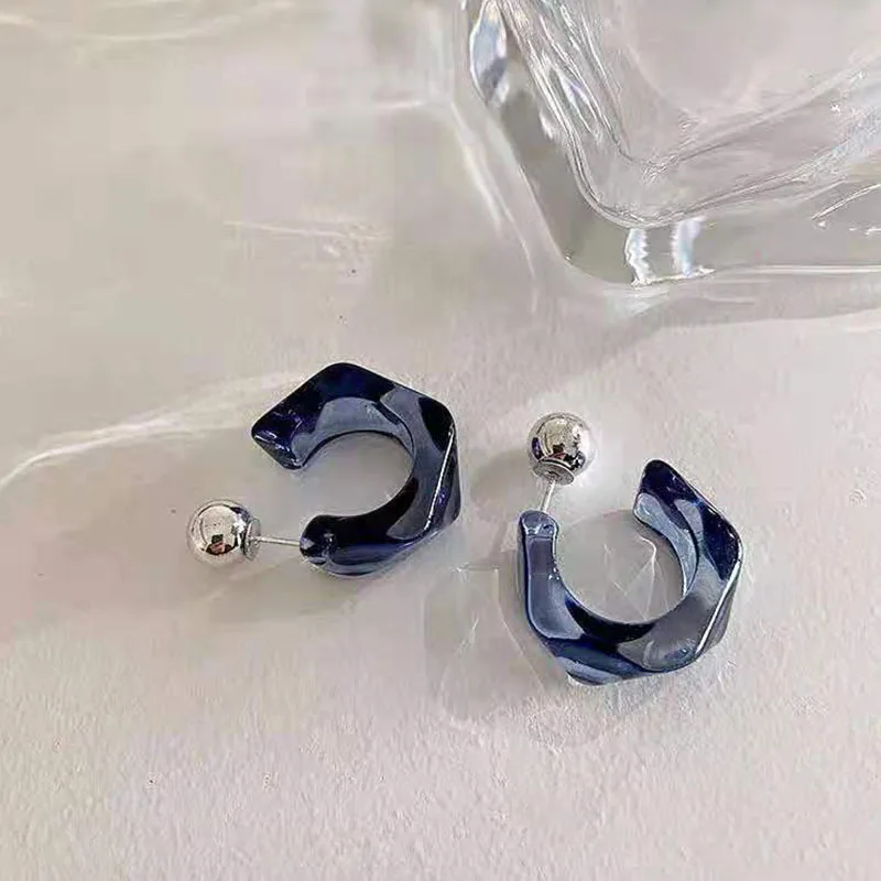 

2022 New Korea Clear Acrylic Geometric C-shaped Hoop Earrings For Women Girls Trends Hanging Earrings Party Travel Jewelry Gifts