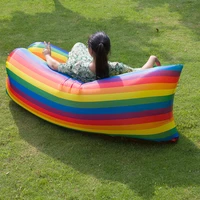 lazy outdoor inflatable bed rainbow camouflage inflatable sofa portable foldable air sofa sleeping bag