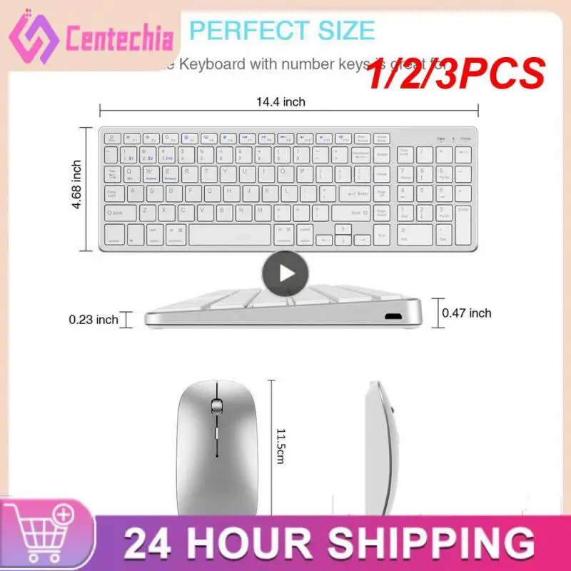 

1/2/3PCS Rechargeable Wireless Keyboard and Mouse Russian Hebrew Thin Keyboard Silent Mouse with Side Button for Computer Laptop