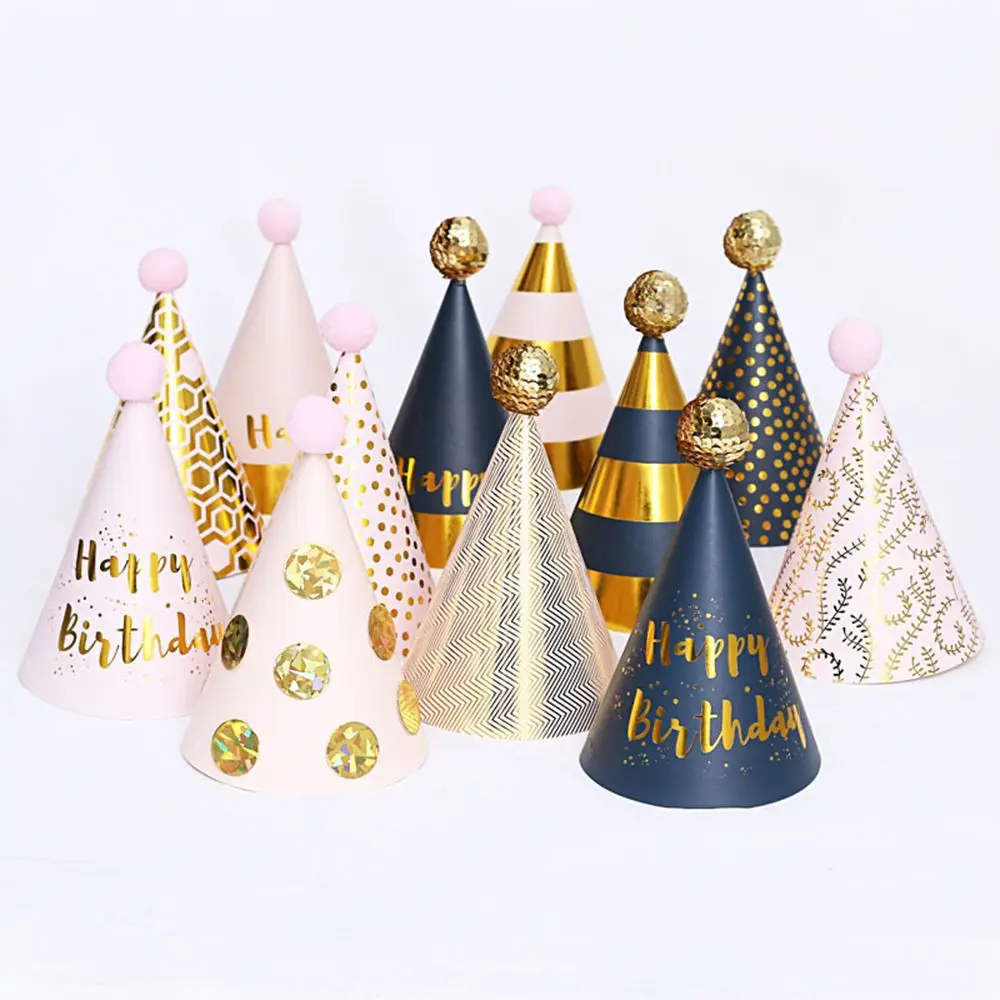 

1PC Pink Plush Ball Gifts Supplies DIY Party Decoration Kids Gifts Birthday Hat Happy Birthday Birthday Caps Paper Hats