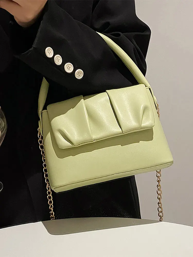 

2022 Trend Crossbody Bags for Women Luxury Designer Pu Leather Women's Shoulder Bag Top Handle Fashion Pleated Femlae Handbags