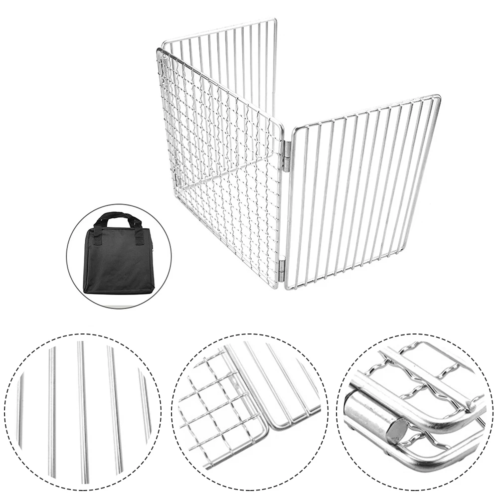 

Camping Barbecue Net Non-stick Barbecue Mesh Mat Reusable Heat Resistance BBQ Baking Net Foldable Stainless Steel BBQ Tool
