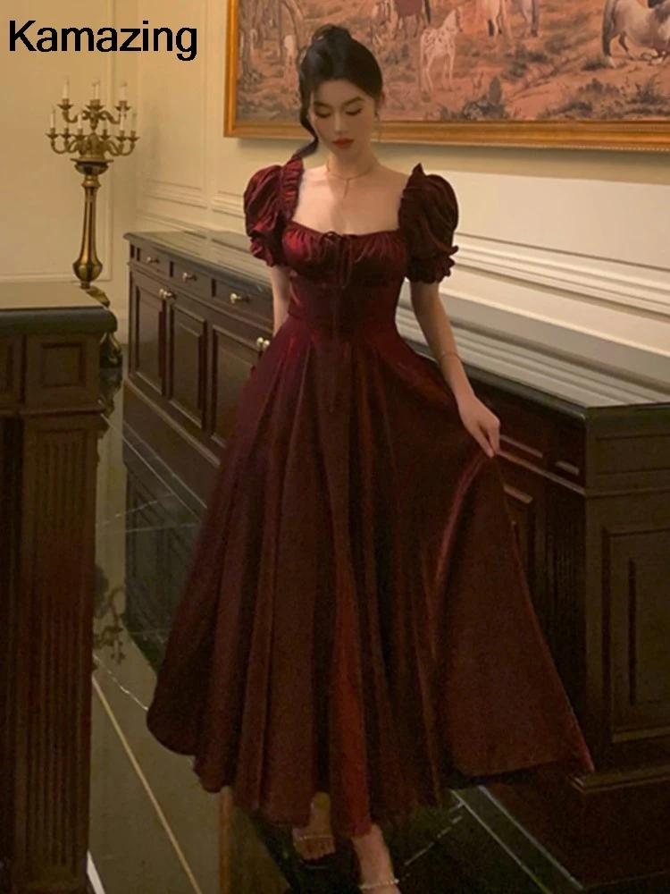 Элегантное романтическое платье принцессы во французском стиле с длинным