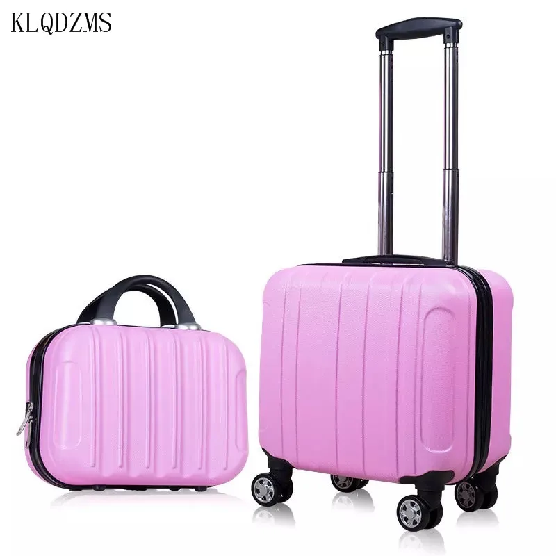 KLQDZMS Small 18-Inch Men's Business Suitcase Girl Cosmetics Luggage Case Cabin Portable Large-Capacity Roller Carry-On Bag