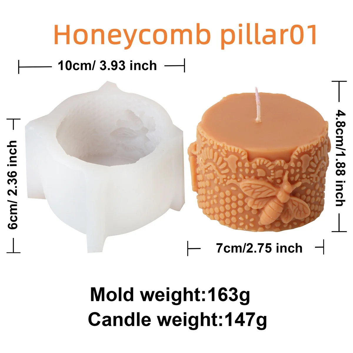 Силиконовая 3D пчелиная сотовая форма для свечей домашнего использования