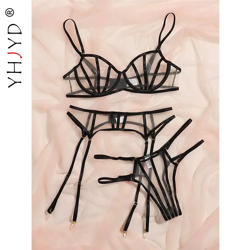

Sexy Lingerie Exotic Costumes Push up Set Woman 3 Pieces Underwire Erotic Lingerie Underwear Set Transparent Underwear