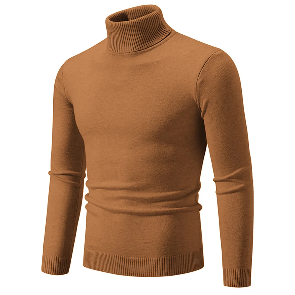 

Fashion Man Winter Sweater Turtleneck Solid Color Slim Fit Long Sleeve Jumper Tops Knitwear Pullovers Clothing Sweaters For Men