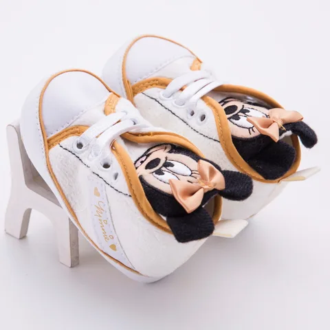 Туфли для маленьких принцесс Disney, милая мультяшная Минни, розовая детская мягкая обувь для новорожденных с Микки - изображение