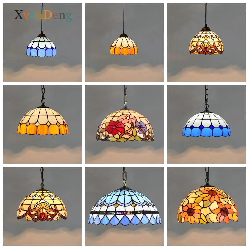 Витражи подвесные светильники Vinatge Тиффани лампа светодиодный