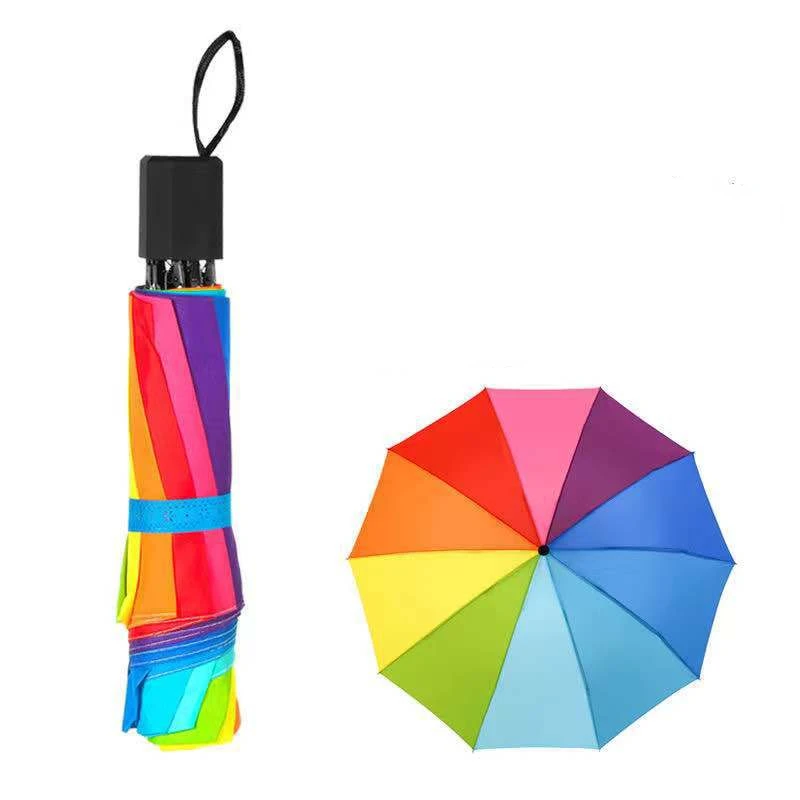 

Automatic Umbrella Rainbow Umbrella Rain Women Windproof Portable Folding Sliding Stick Large Beach Sunny Rain Umbrella Parasol