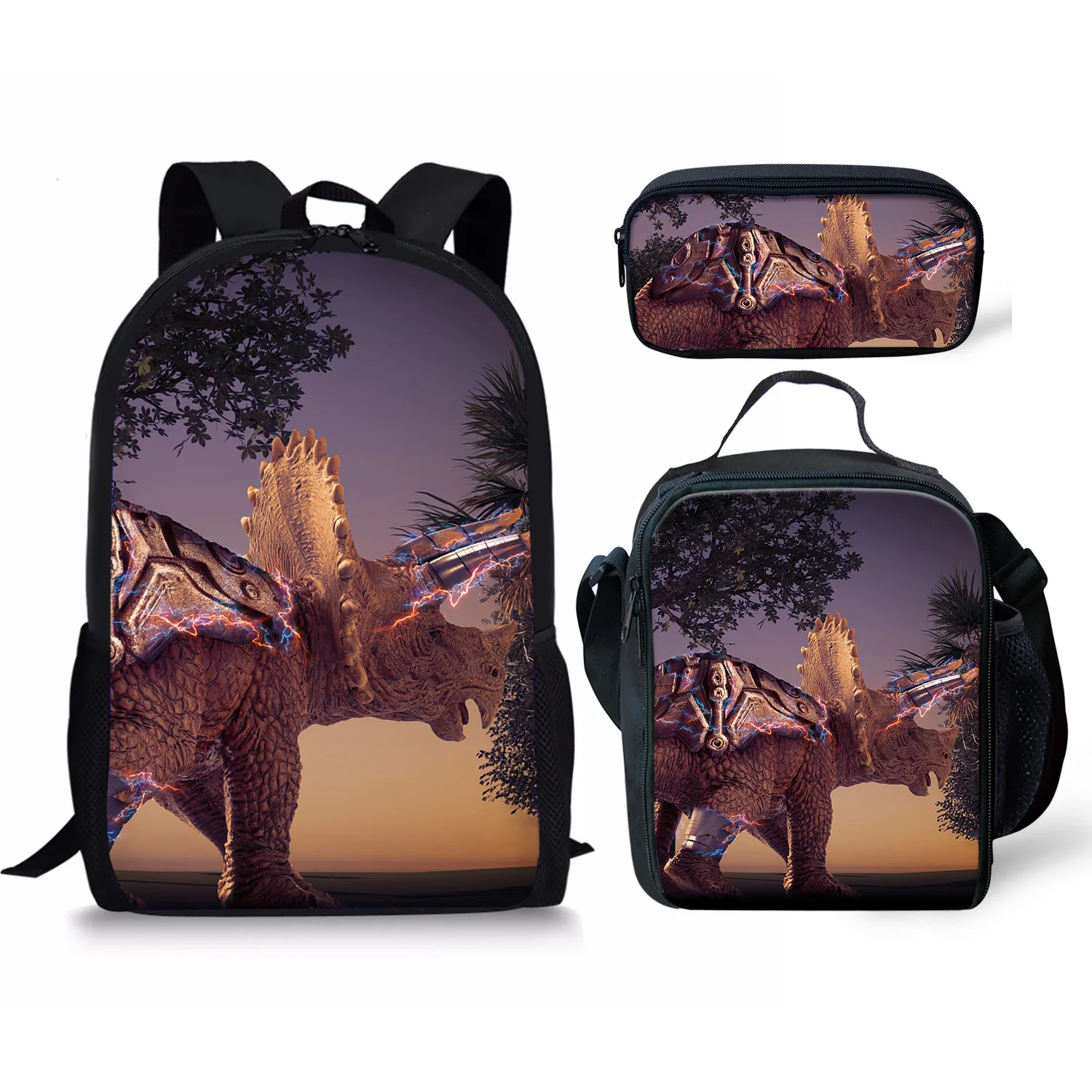 3D Dinosaur Printing Pattern School Backpacks & Pencil Bag & Lunch Bag Personalized Kids Daypack New Design Rucksack for Teenage