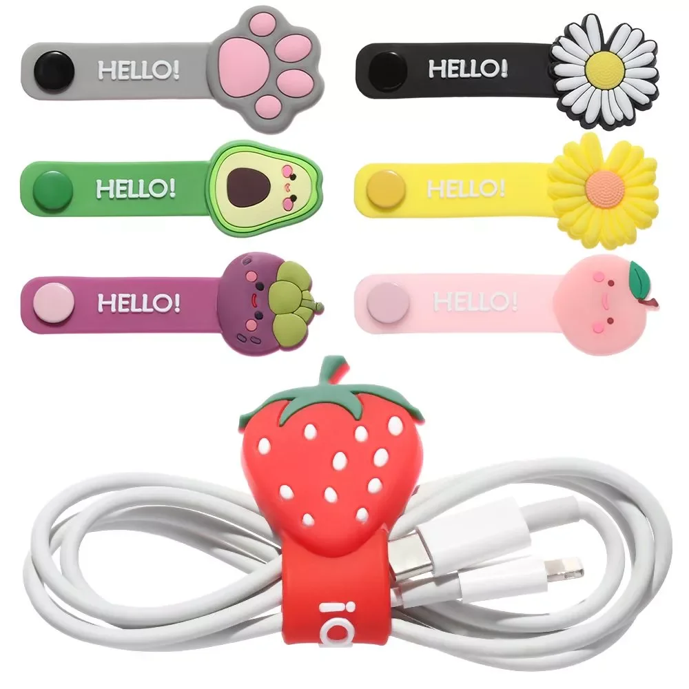 

Multifunction Cable Winder Cute Fruit Flower Cable Organizer Cable Protector Bookmark Headset Data Line Storage Cord Protector