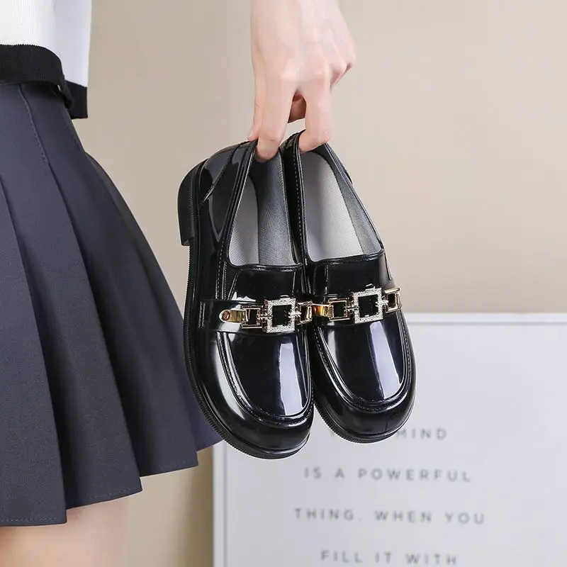 Rain Boots Women Diamond Chain Waterproof Water Shoes Top Quality Women's Rubber Shoes Oil-resistant Non-slip Kitchen Galoshes