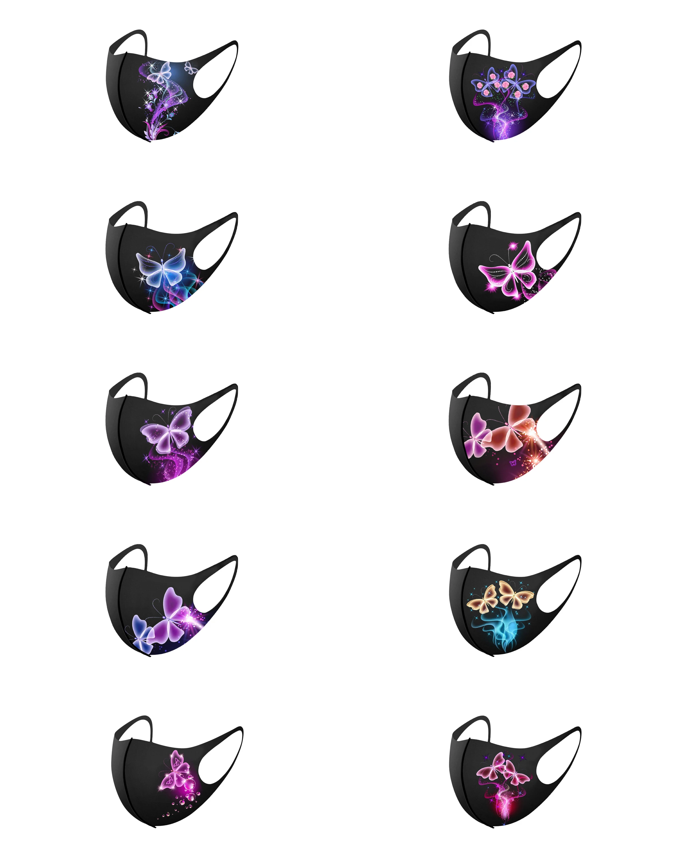 

1-10PCS Ice Silk mondkapjes Aldult Butterfly Printed Protective Dust-Proof mascarilla Monder Scarf Halloween Cosplay MasK