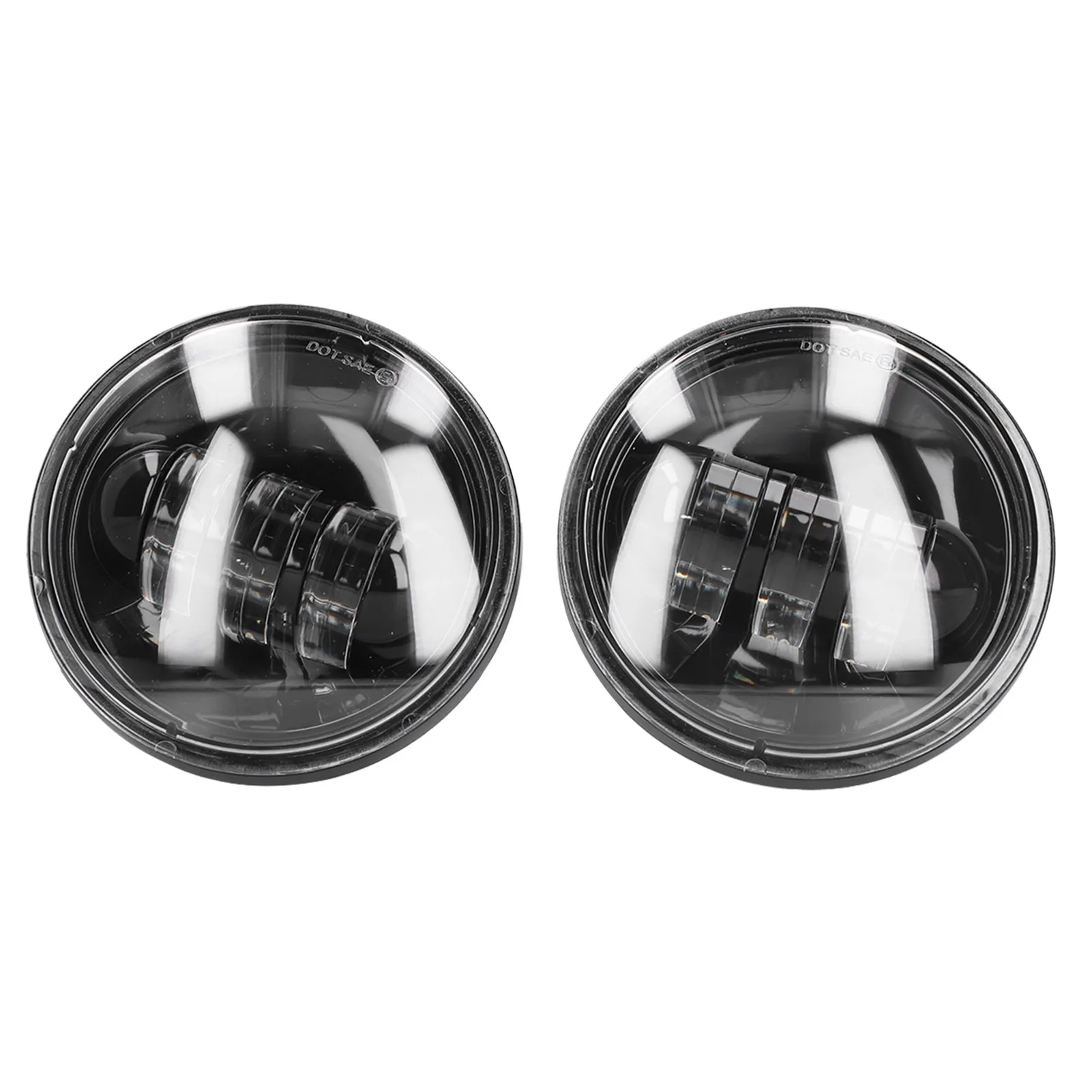 

Pair Motorcycle Foglight White LED Driving Lamp Black Bowls for Models with 4.5in Round Auxiliary Forward Lighting
