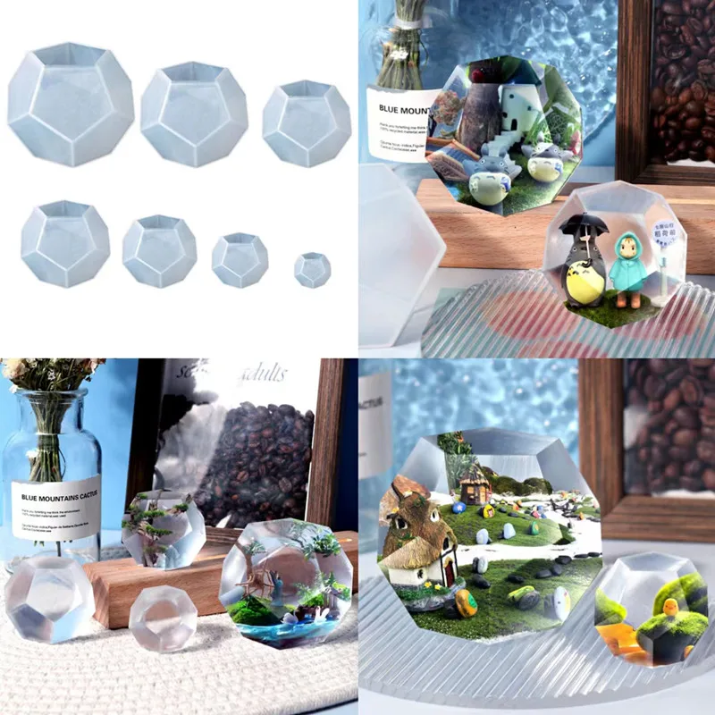 

DIY Crystal Drop Glue Silicone Mold Pentagonal Cut Epoxy Resin Mold Plaster Candle Mold Dried Flower Ornaments